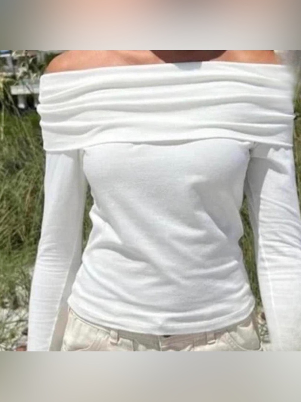 Brandy Melville White off the shoulder long sleeve